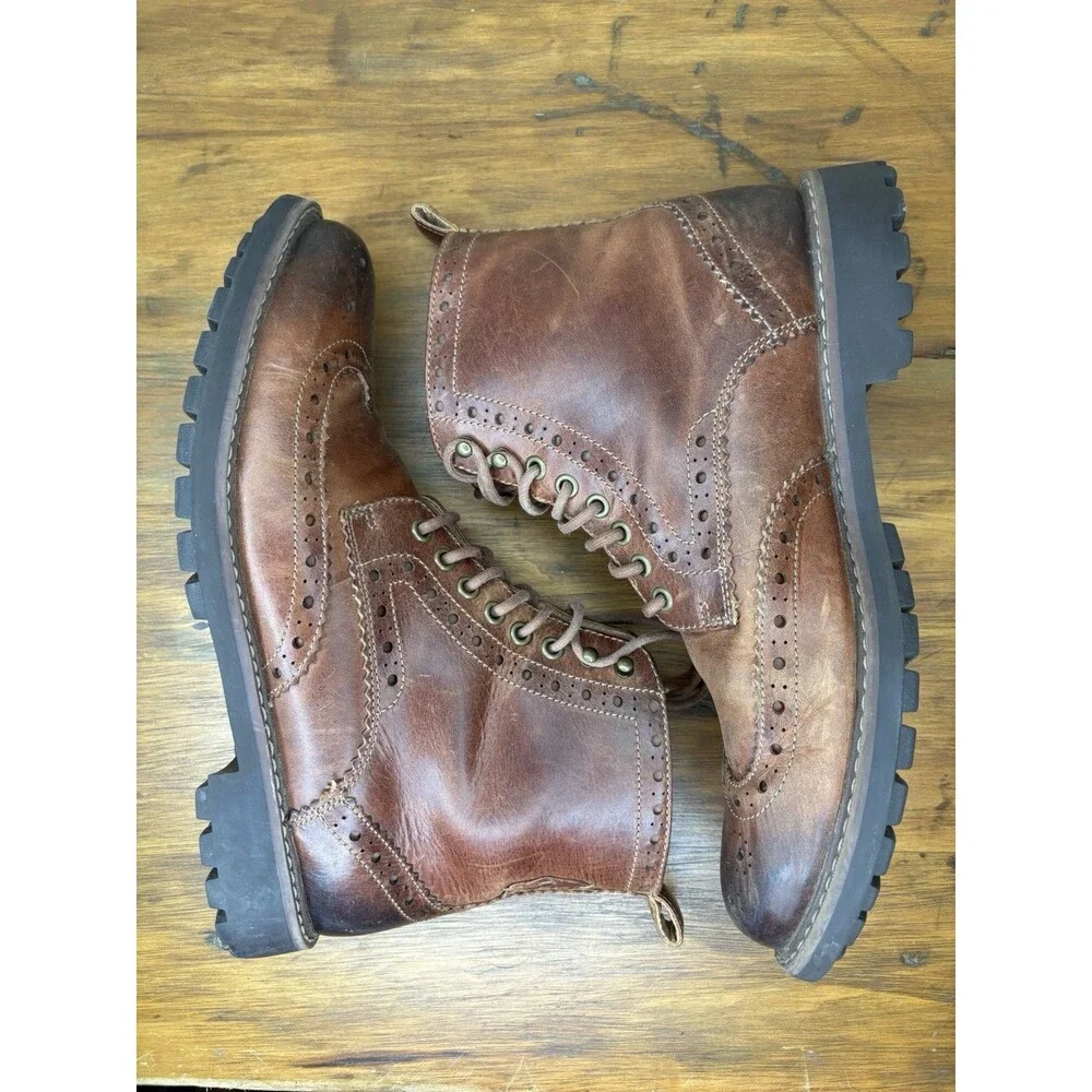 Clark’s Montacute Lord Men’s Boot Size 10M Tan Brown Leather Wingtip Brogue